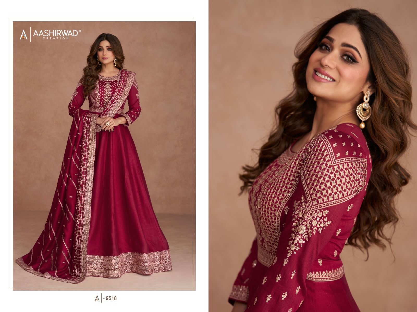 AASHIRWAD NAVYA 9517-9521 READYMADE ANARKALI DRESSES LATEST DESIGN 2023