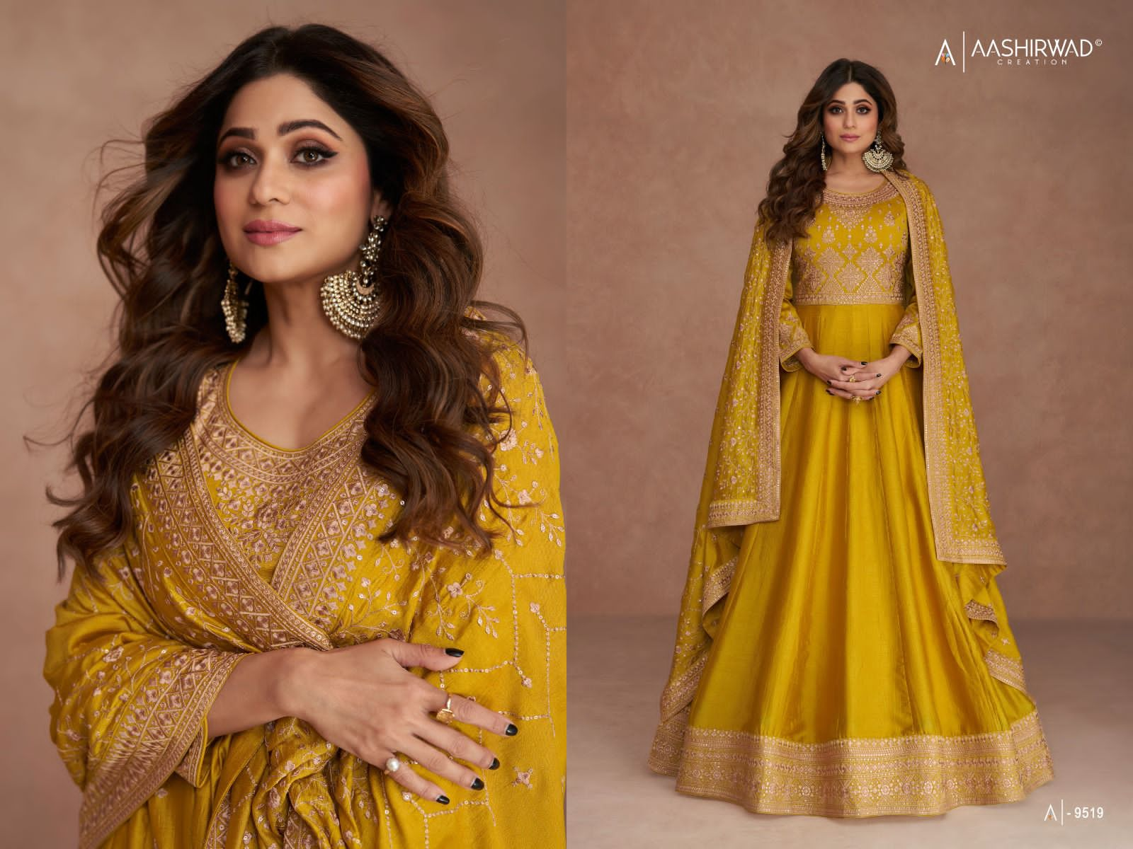 AASHIRWAD NAVYA 9517-9521 READYMADE ANARKALI DRESSES LATEST DESIGN 2023