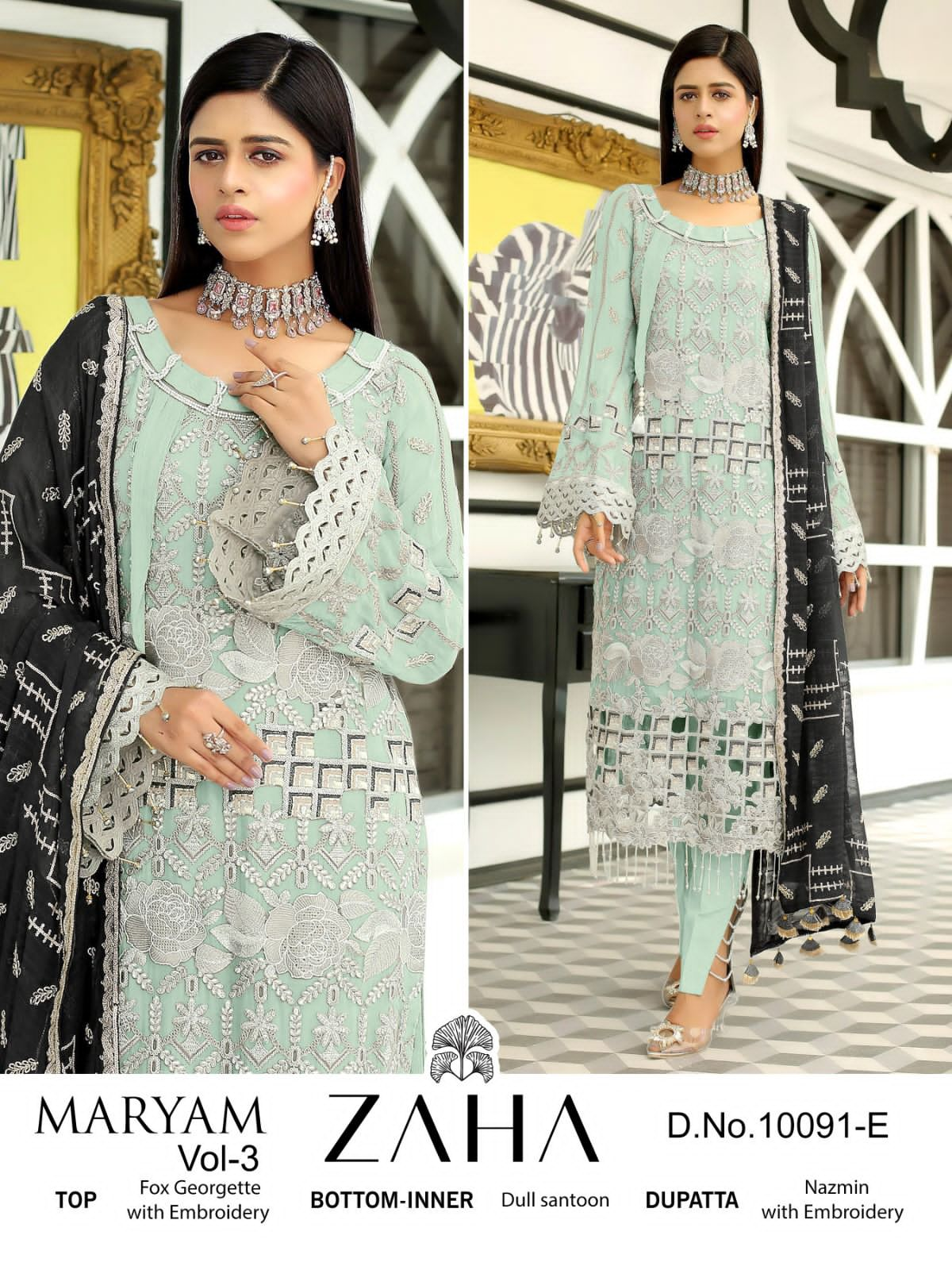 ZAHA MARYAM VOL 3 GEORGETTE HEAVY EMBROIDERY PAKISTANI SUIT