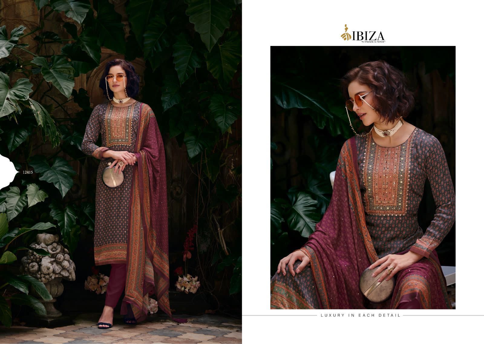 Ibiza Shaheena Wholesale Pure Modal Silk With Handwork Salwar Suits