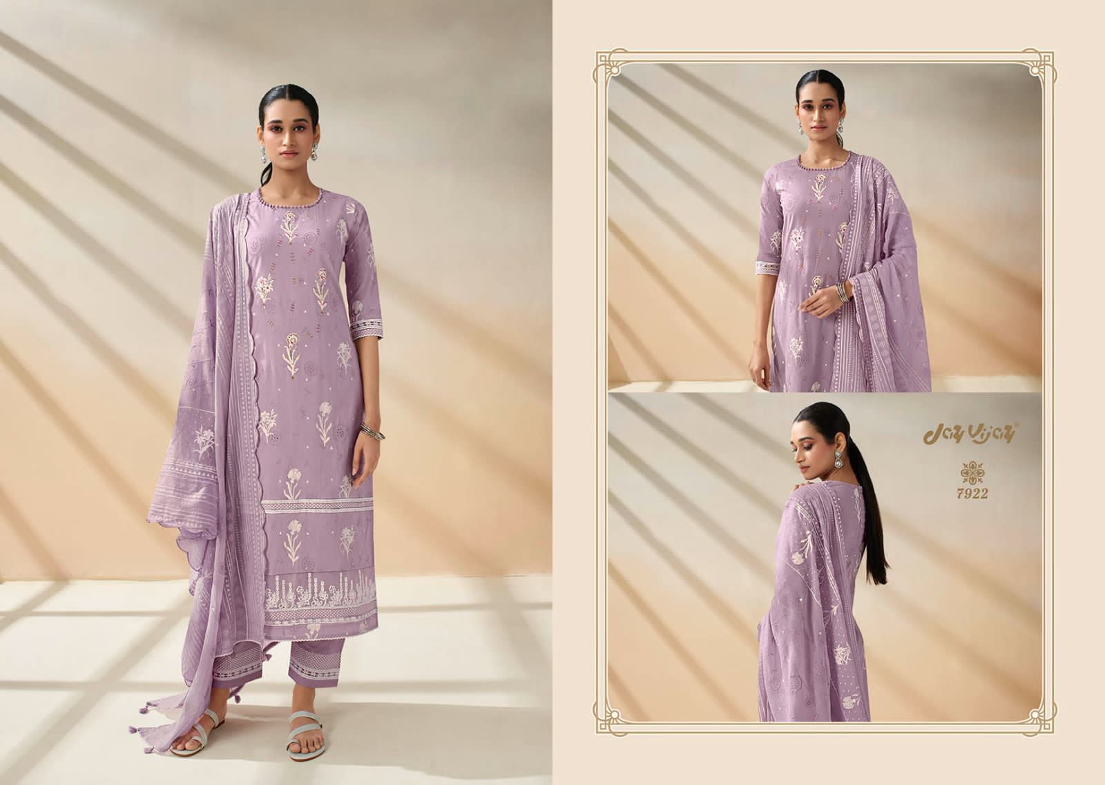 Jay Vijay Jiyana Wholesale Pure Cotton Borer Embroidery Block Khadi Print Salwar Suits