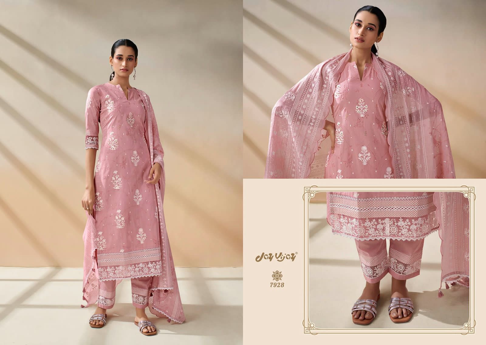 Jay Vijay Jiyana Wholesale Pure Cotton Borer Embroidery Block Khadi Print Salwar Suits