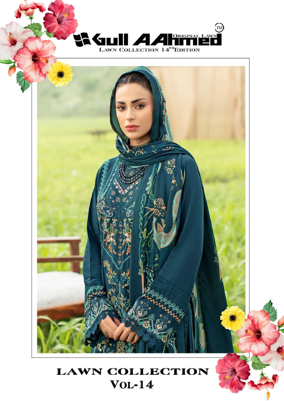 Gull Aahmed Lawn Collection Vol-14 Wholesale Pure Lawn Dress Material