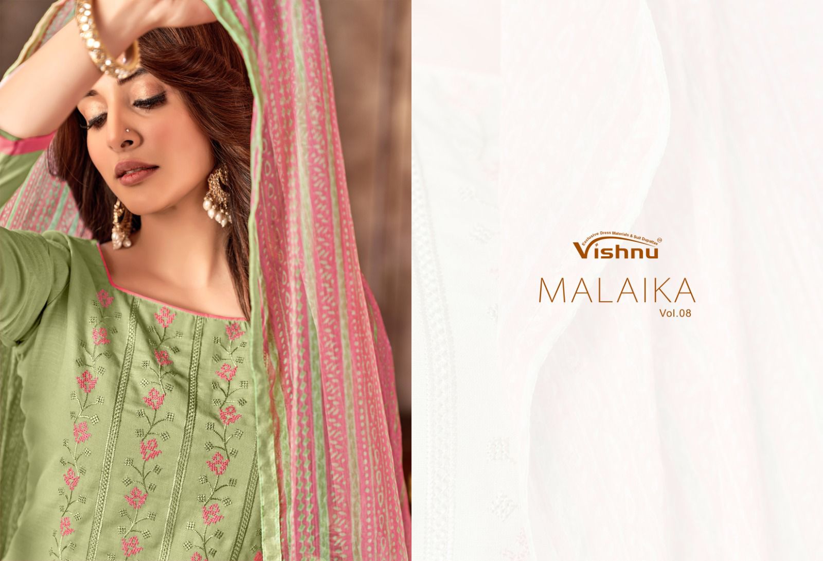 Vishnu Malaika Vol-8 Wholesale Diamond Cotton Dress Material