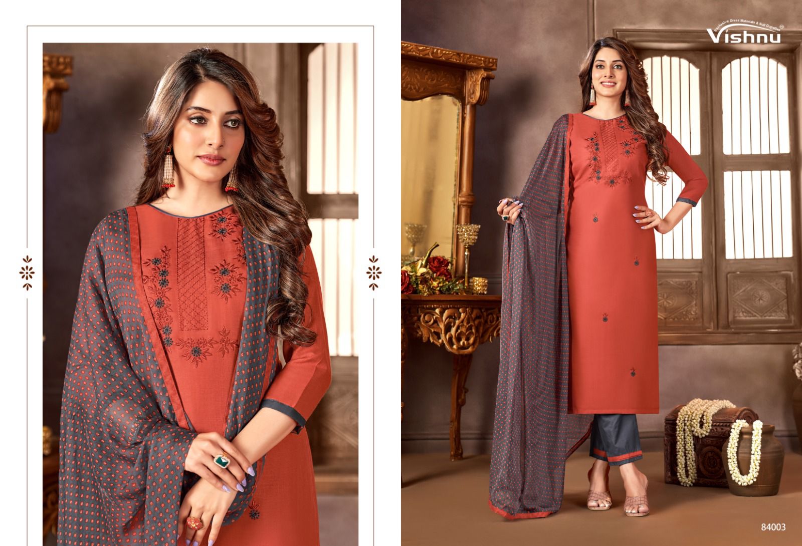 Vishnu Malaika Vol-8 Wholesale Diamond Cotton Dress Material