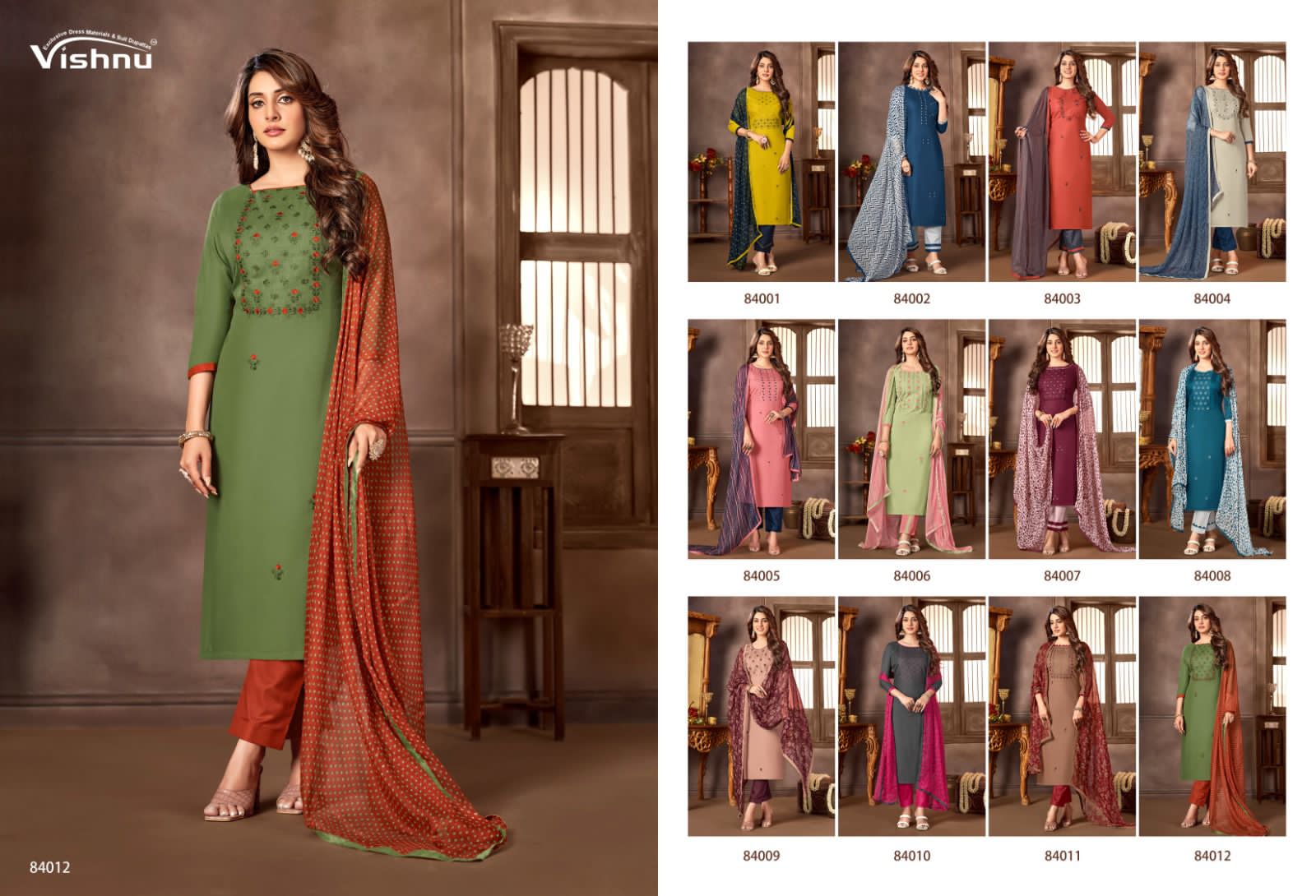 Vishnu Malaika Vol-8 Wholesale Diamond Cotton Dress Material