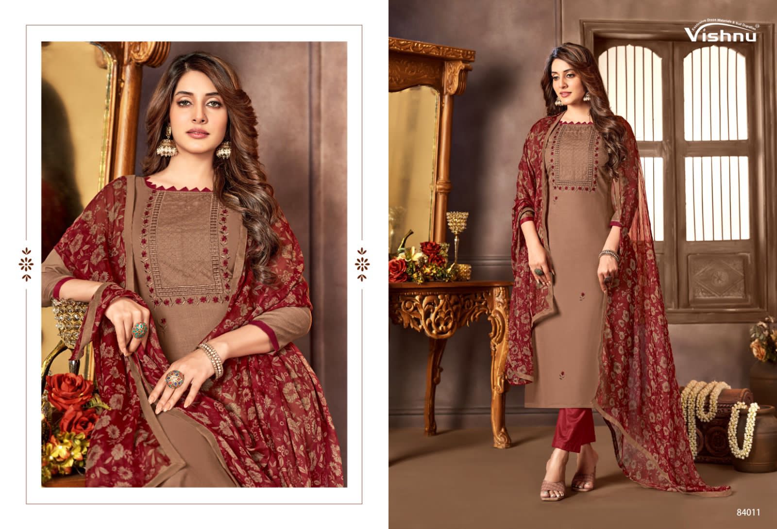 Vishnu Malaika Vol-8 Wholesale Diamond Cotton Dress Material