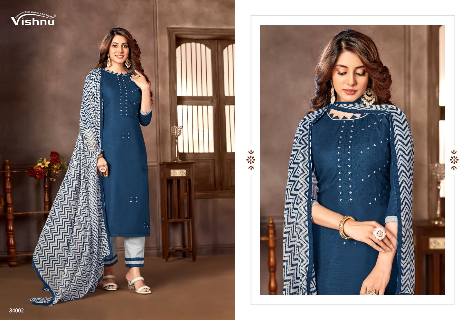 Vishnu Malaika Vol-8 Wholesale Diamond Cotton Dress Material