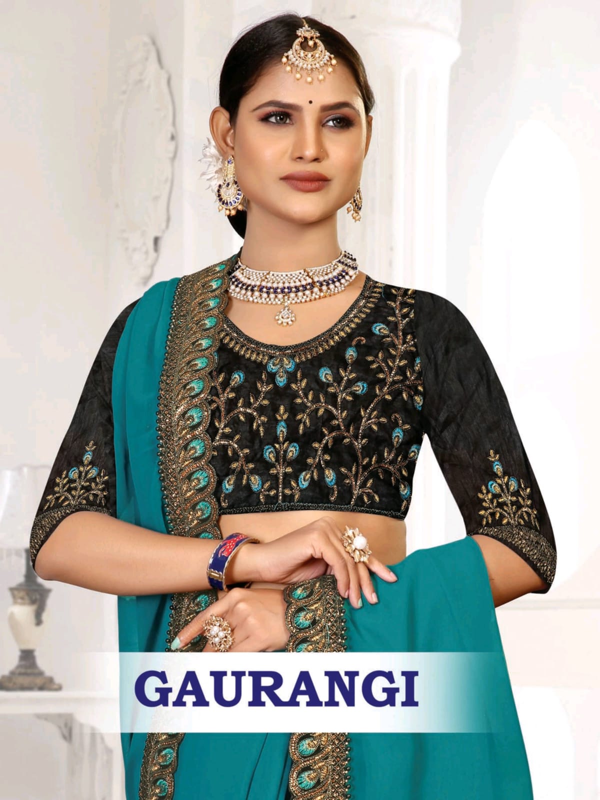 RONISHA GAURANGI BY RANJNA SAREE WORK BORDER BLOUSE SAREE COLLECTION