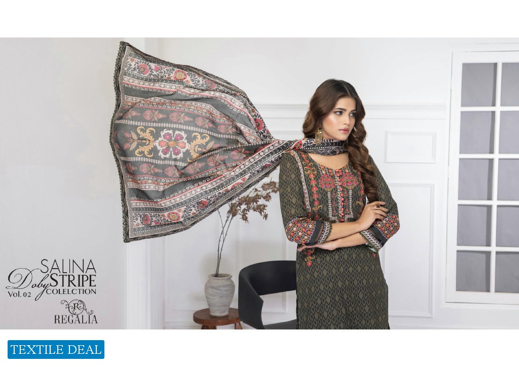 Regalia Salina Doby Stripe Vol-2 2023 Wholesale Pakistani Style Suits