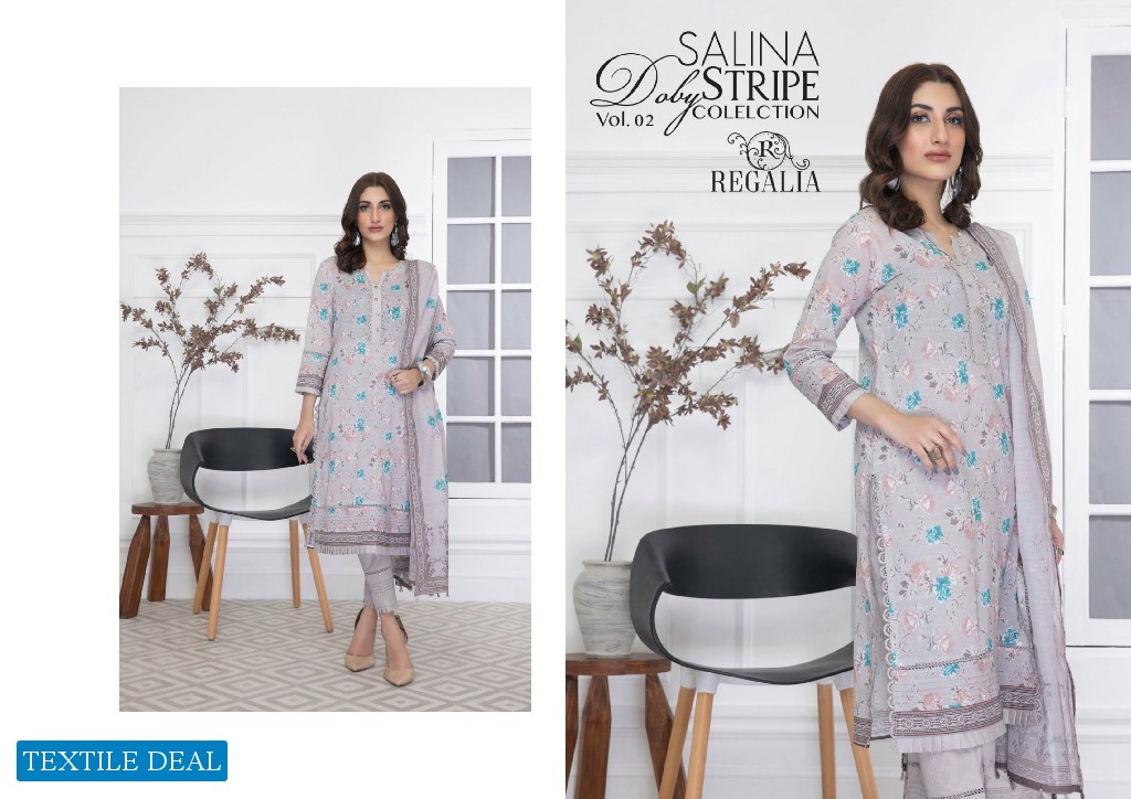 Regalia Salina Doby Stripe Vol-2 2023 Wholesale Pakistani Style Suits