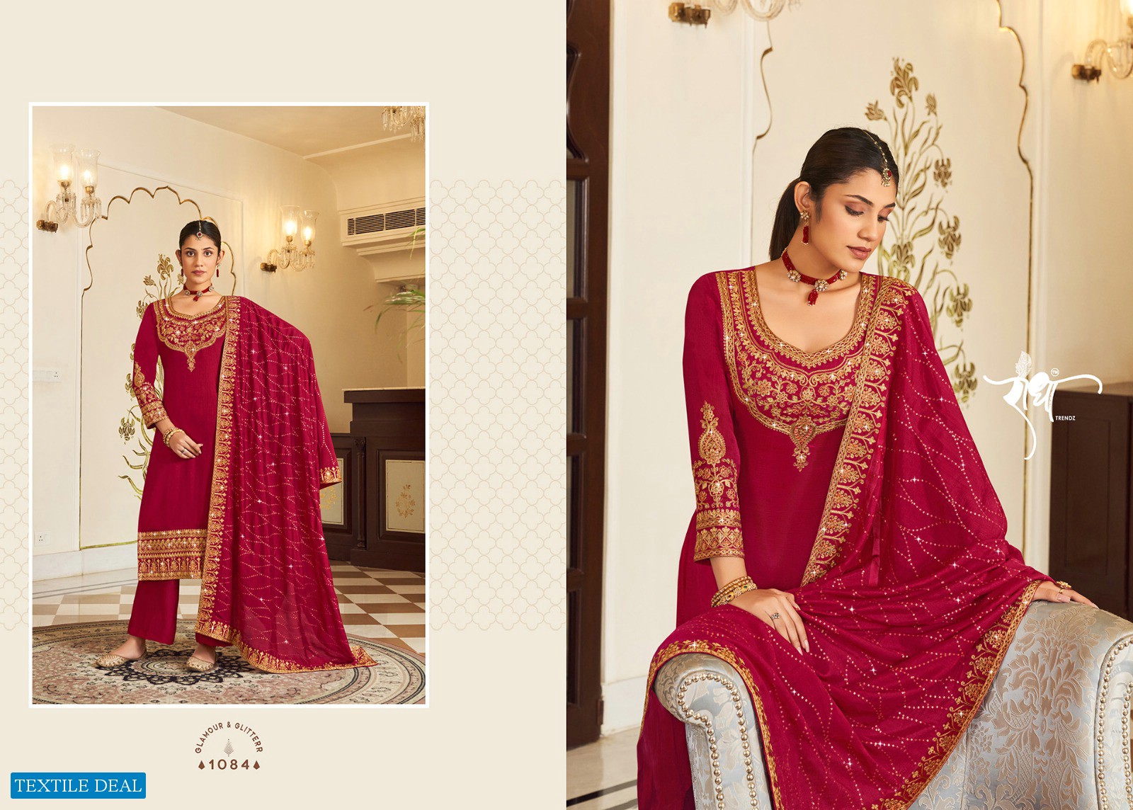 Radha Hoor Wholesale Pure Vichitra With Embroidery Work Party Wear Suits