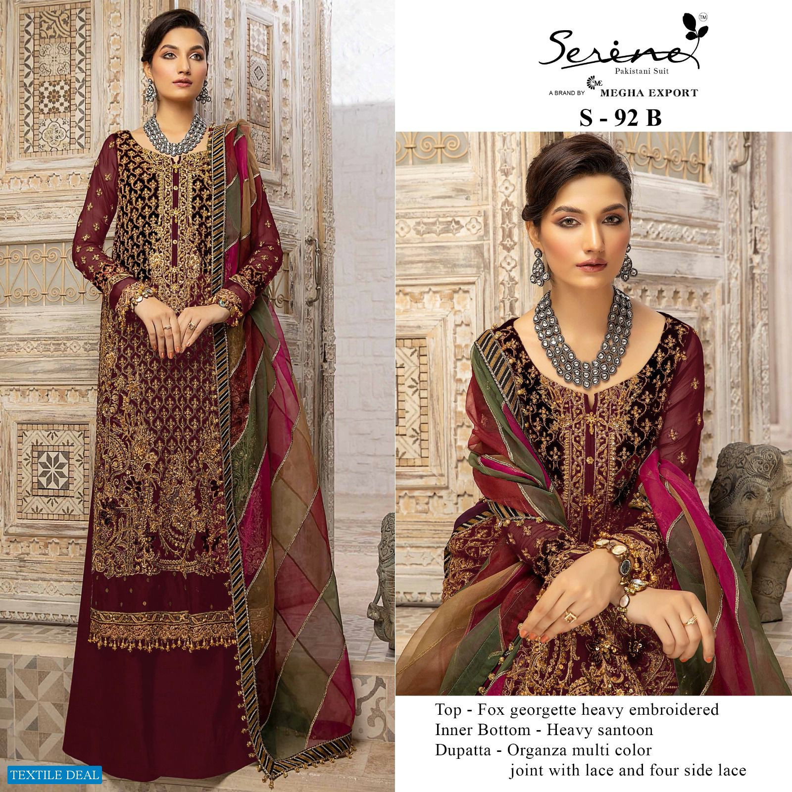 SERINE S-92 ABCD FAUX GEORGETTE UNSTITCHED PAKISTANI SUIT