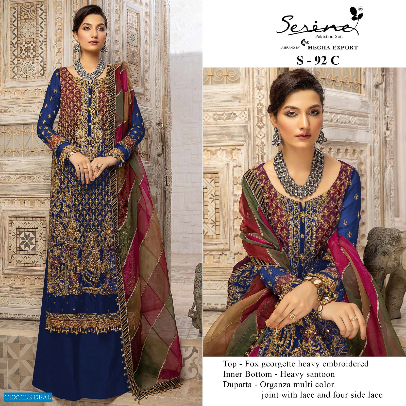 SERINE S-92 ABCD FAUX GEORGETTE UNSTITCHED PAKISTANI SUIT