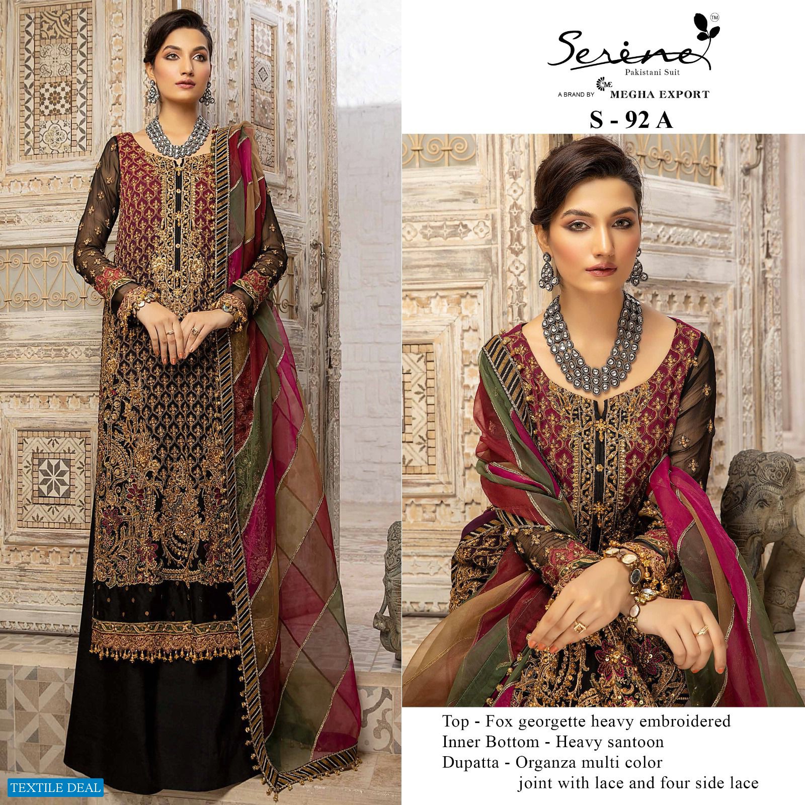 SERINE S-92 ABCD FAUX GEORGETTE UNSTITCHED PAKISTANI SUIT