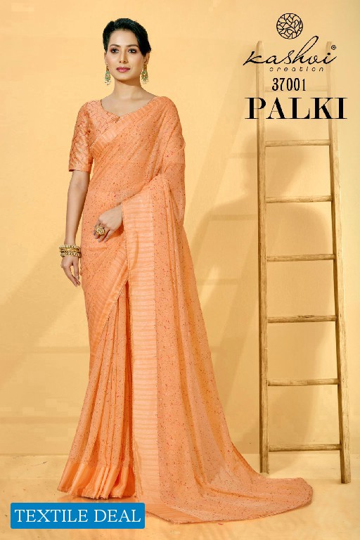 KASHVI CREATION PALKI 37001-37008 GEORGETTE FOIL PRINT SAREES