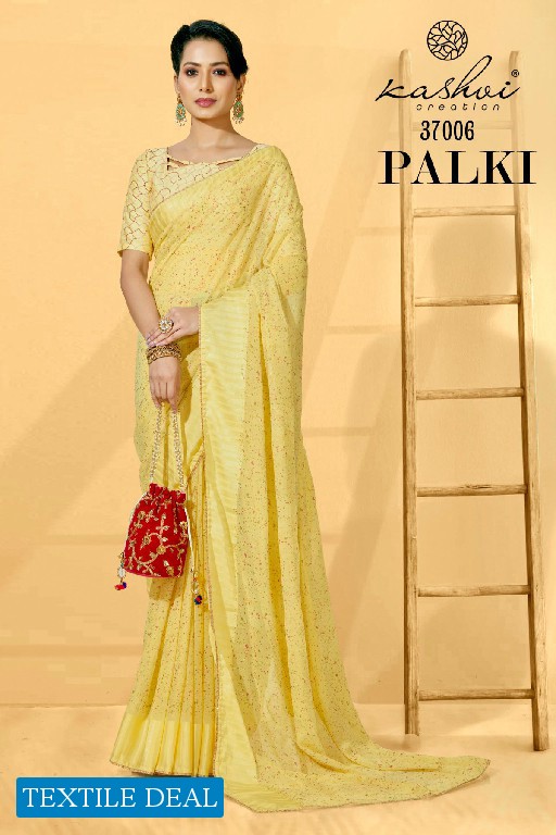 KASHVI CREATION PALKI 37001-37008 GEORGETTE FOIL PRINT SAREES