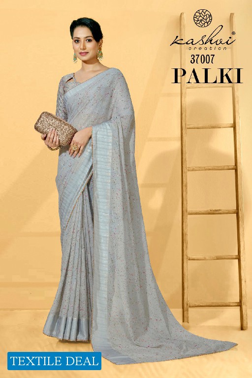 KASHVI CREATION PALKI 37001-37008 GEORGETTE FOIL PRINT SAREES