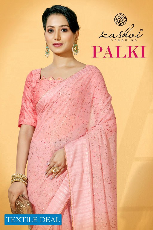 KASHVI CREATION PALKI 37001-37008 GEORGETTE FOIL PRINT SAREES