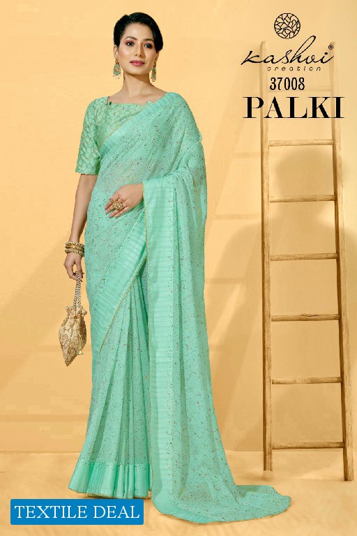 KASHVI CREATION PALKI 37001-37008 GEORGETTE FOIL PRINT SAREES