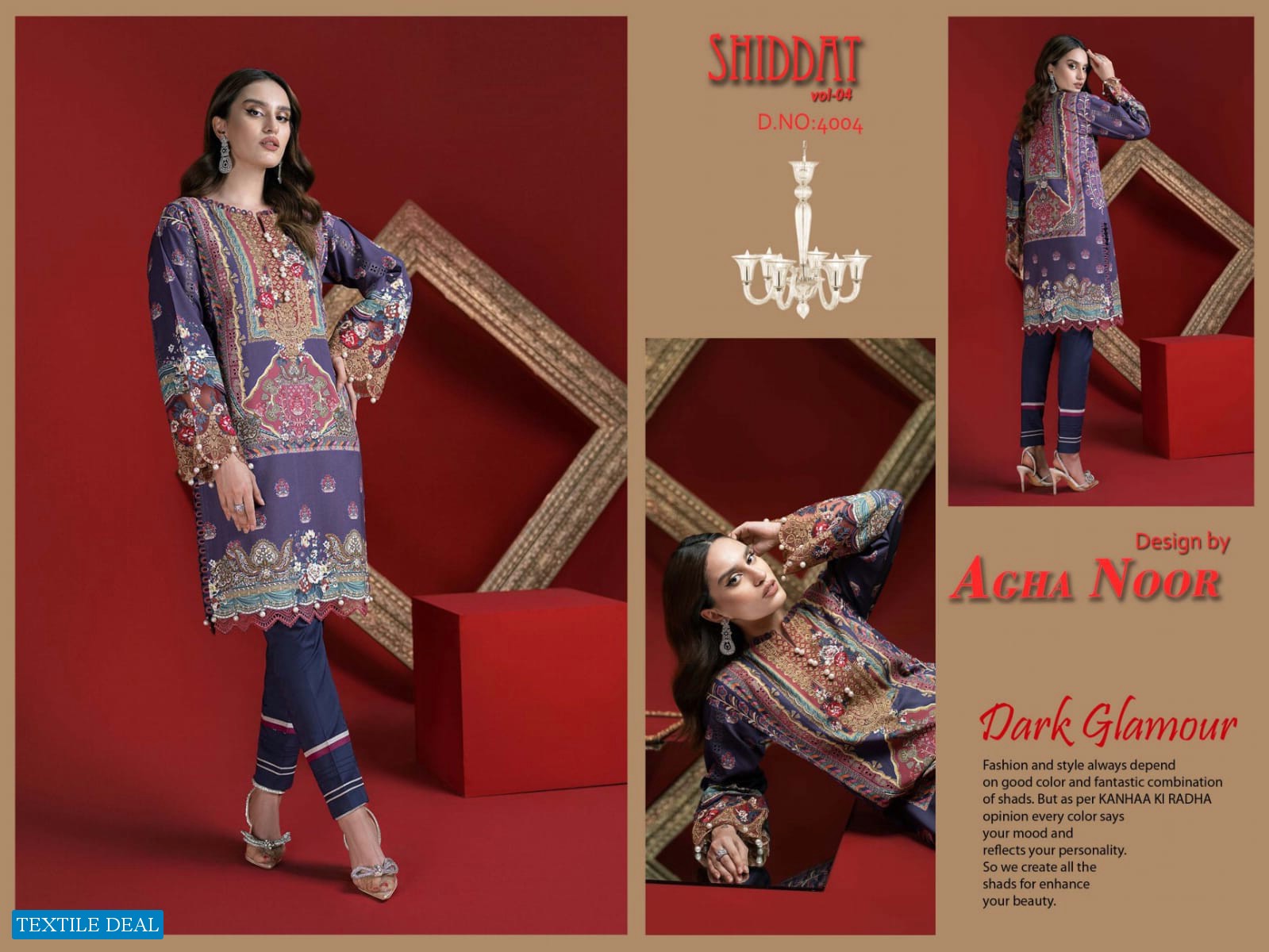 Agha Noor Shiddat Vol-4 Wholesale Self Embroidery Dress Material