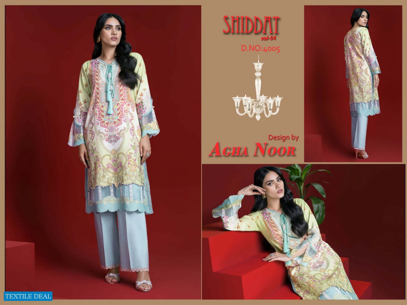 Agha Noor Shiddat Vol-4 Wholesale Self Embroidery Dress Material