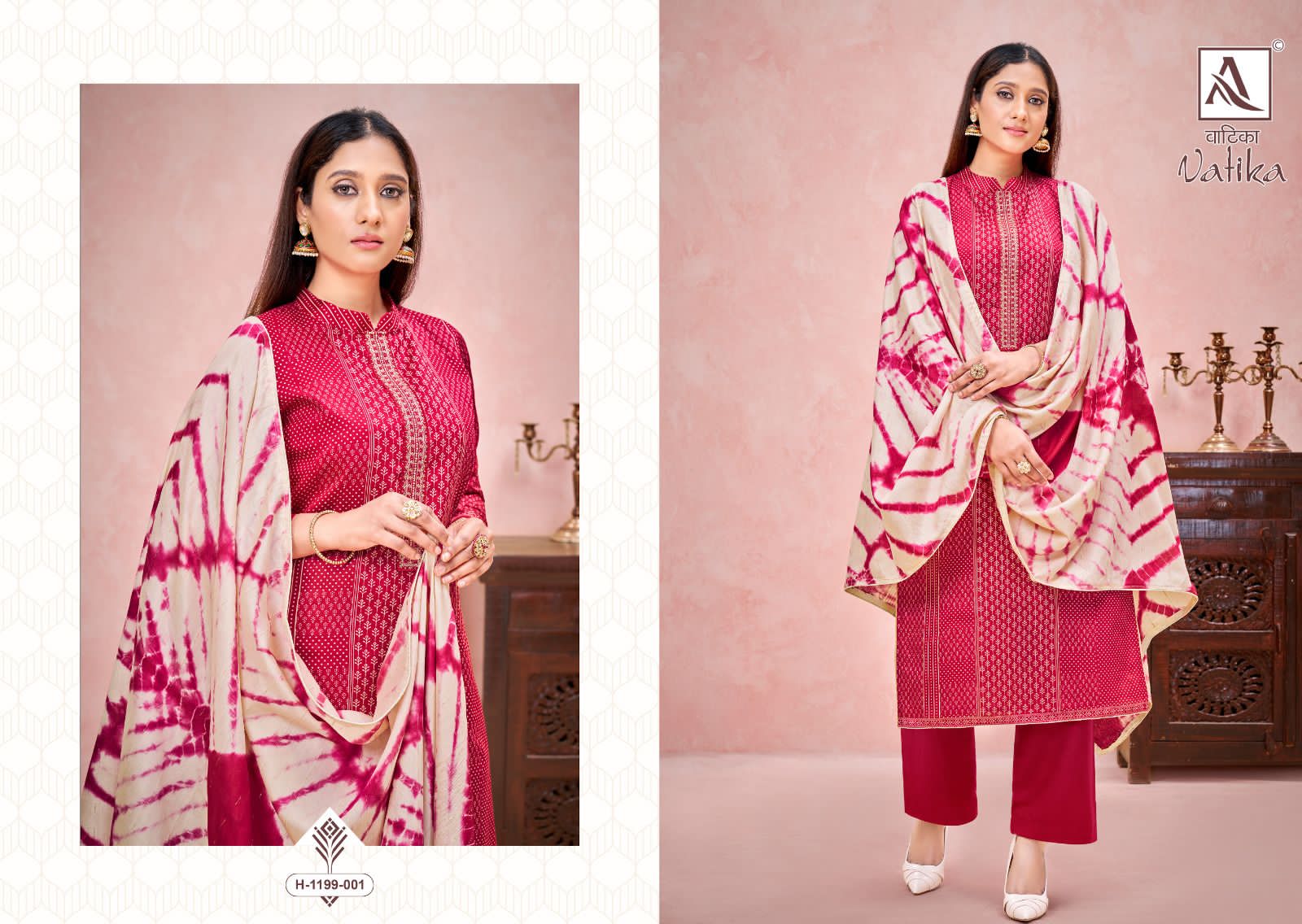 Alok Vatika Wholesale Pure Zam Designer With Stitch Embroidery Tie Dress Material
