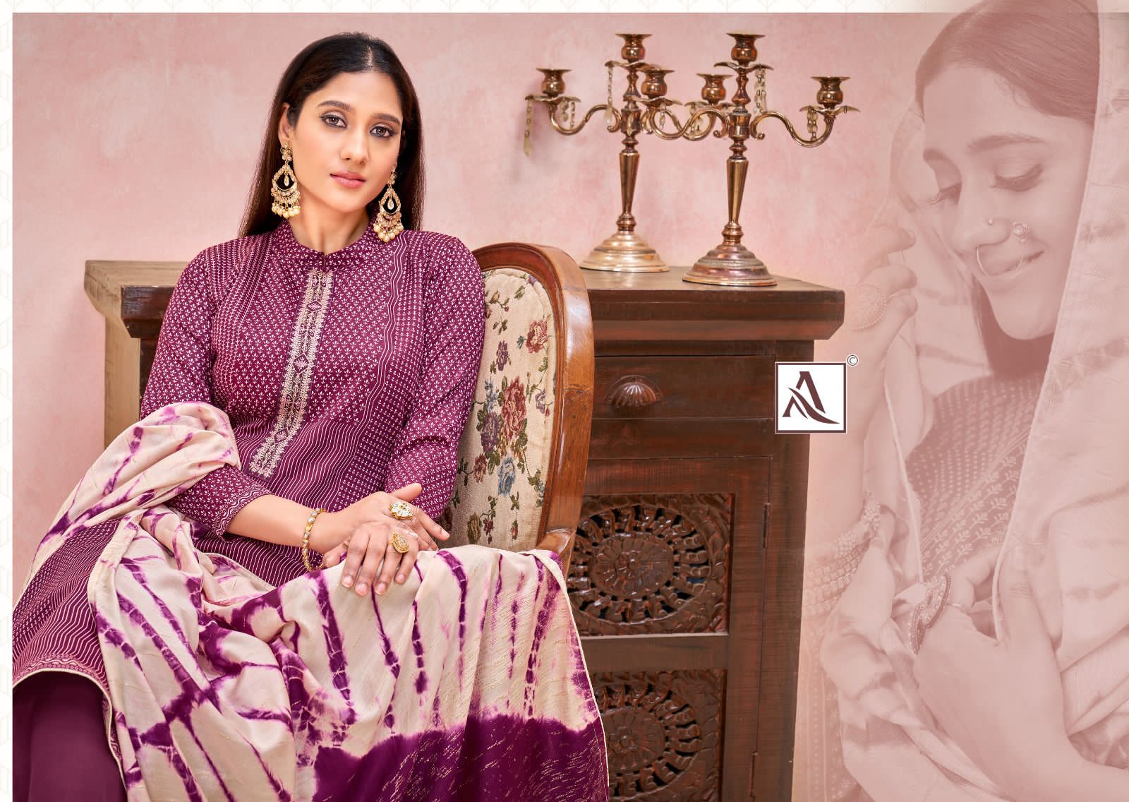Alok Vatika Wholesale Pure Zam Designer With Stitch Embroidery Tie Dress Material