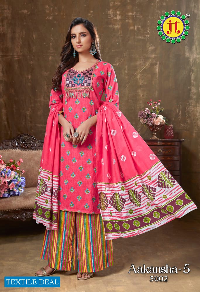 JT Aakansha Vol-5 Wholesale Pure Cotton Fabrics Printed Dress Material