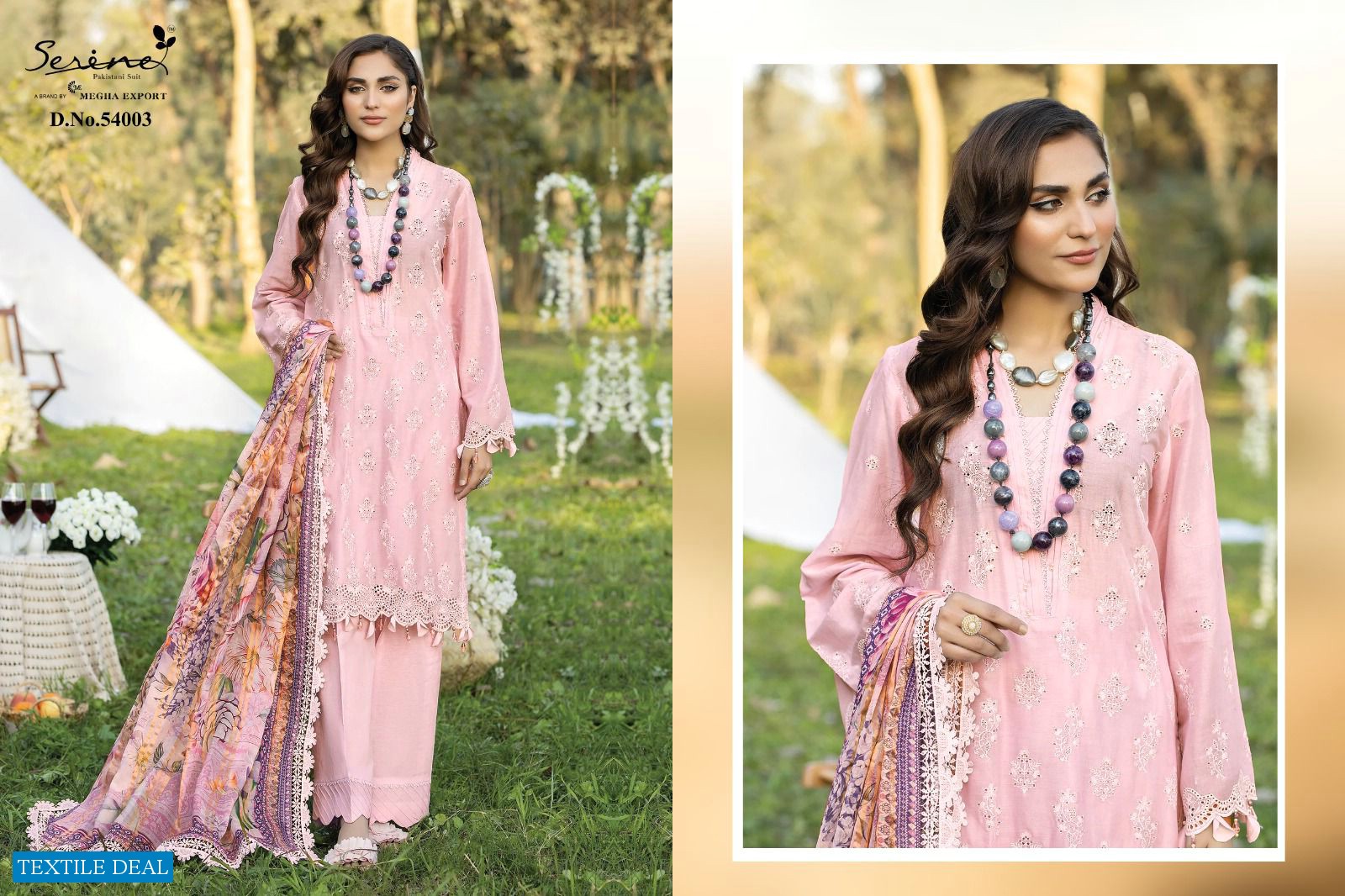 ADAN LIBAS FUCHSIA BY SERINE LAWN COTTON UNSTITCH PAKISTANI SUIT WHOLESALER