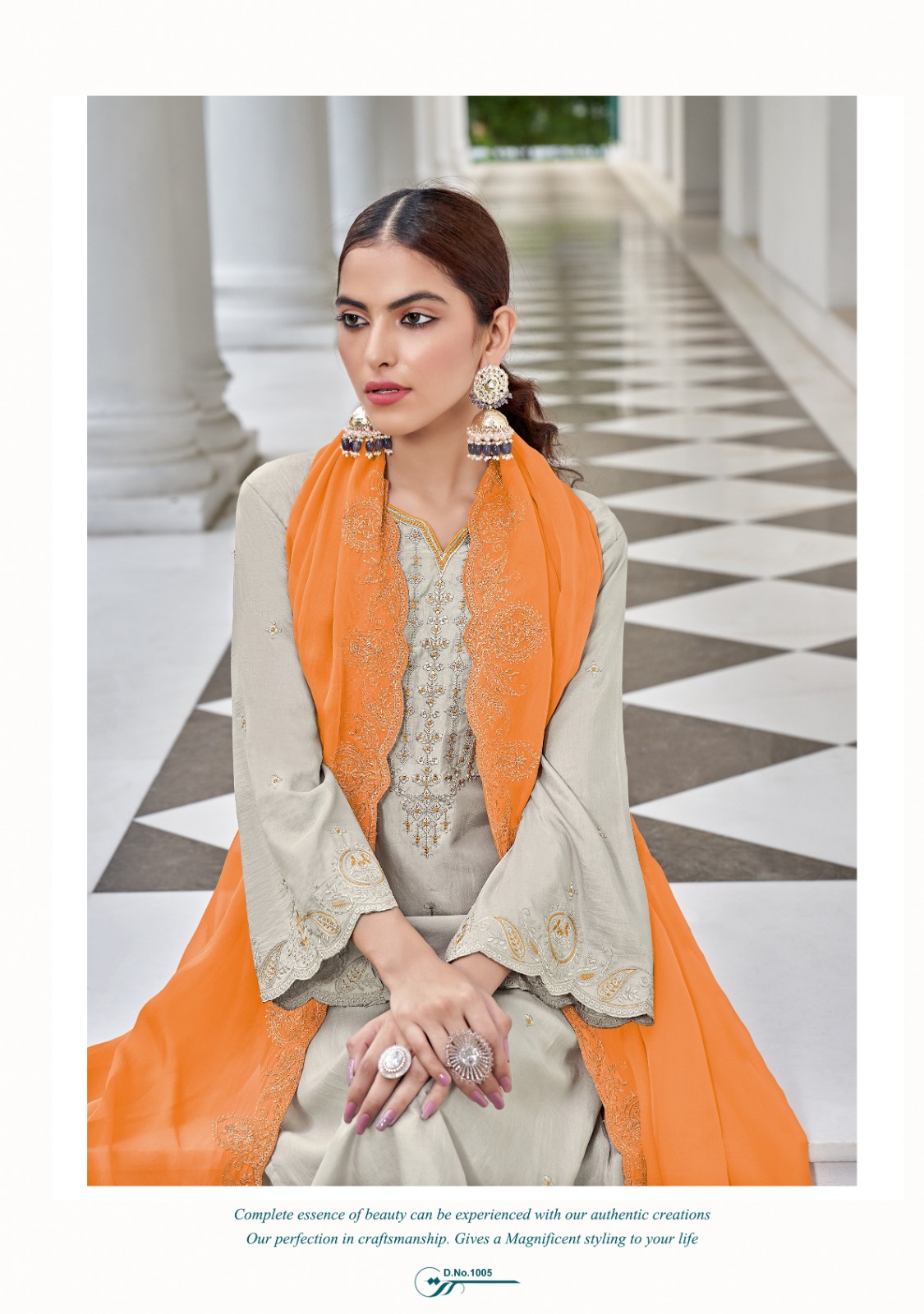 ZSM Nikhaar Wholesale Cotton Silk With Embroidery And Sleeves Work Dress Material