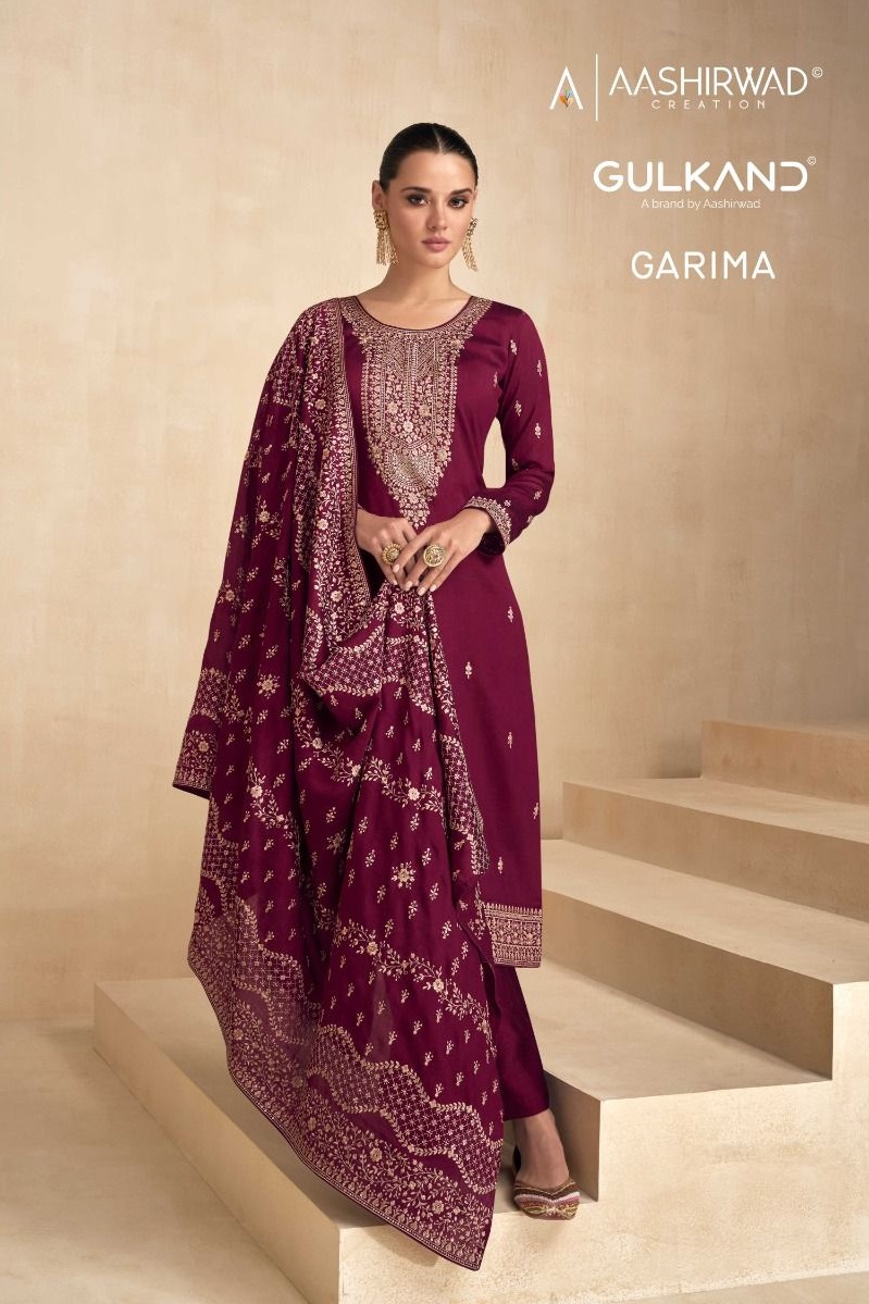 Aashirwad Garima Wholesale Premium Silk With Silk Santoon Inner Straight Suits