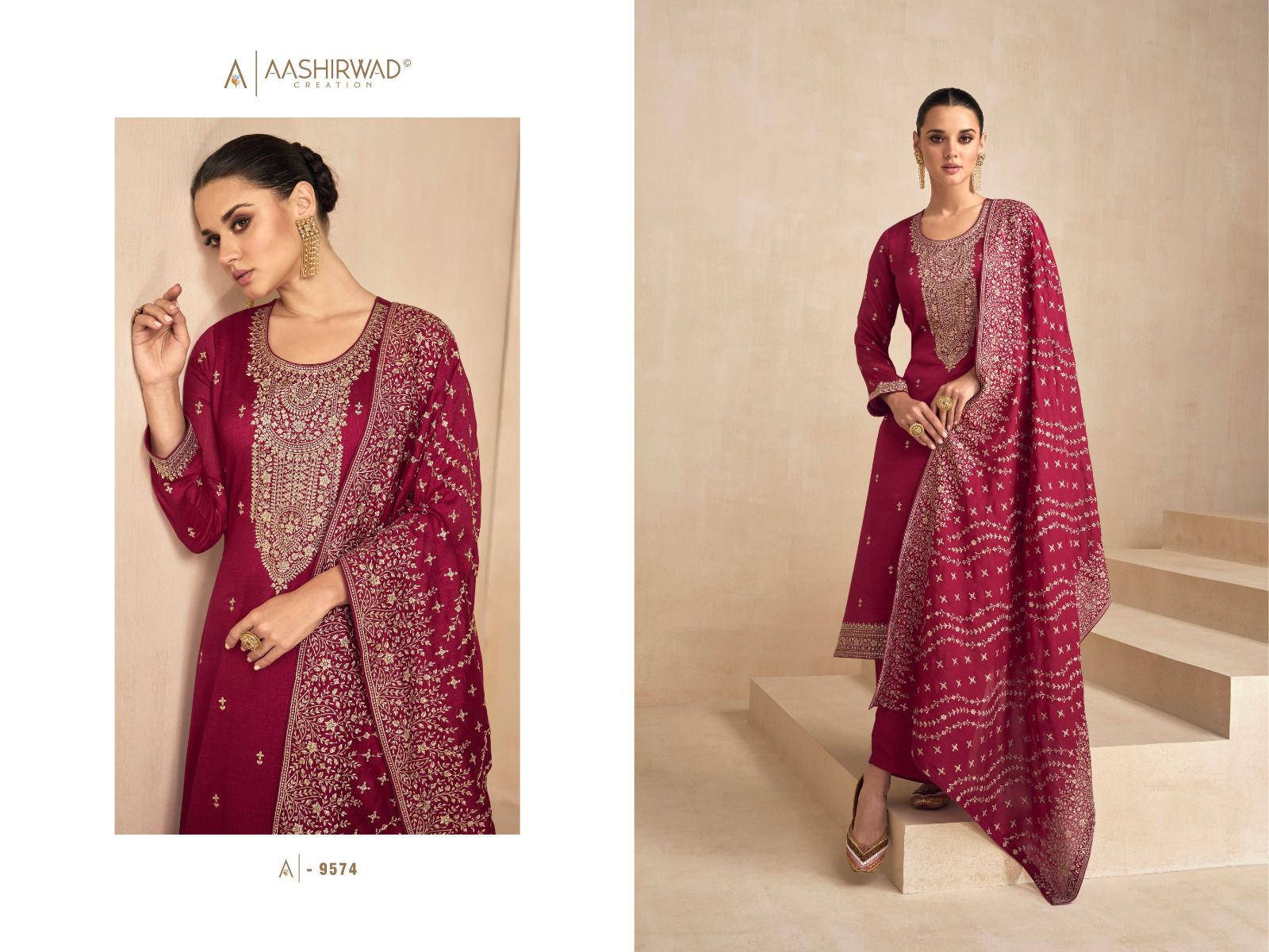 Aashirwad Garima Wholesale Premium Silk With Silk Santoon Inner Straight Suits