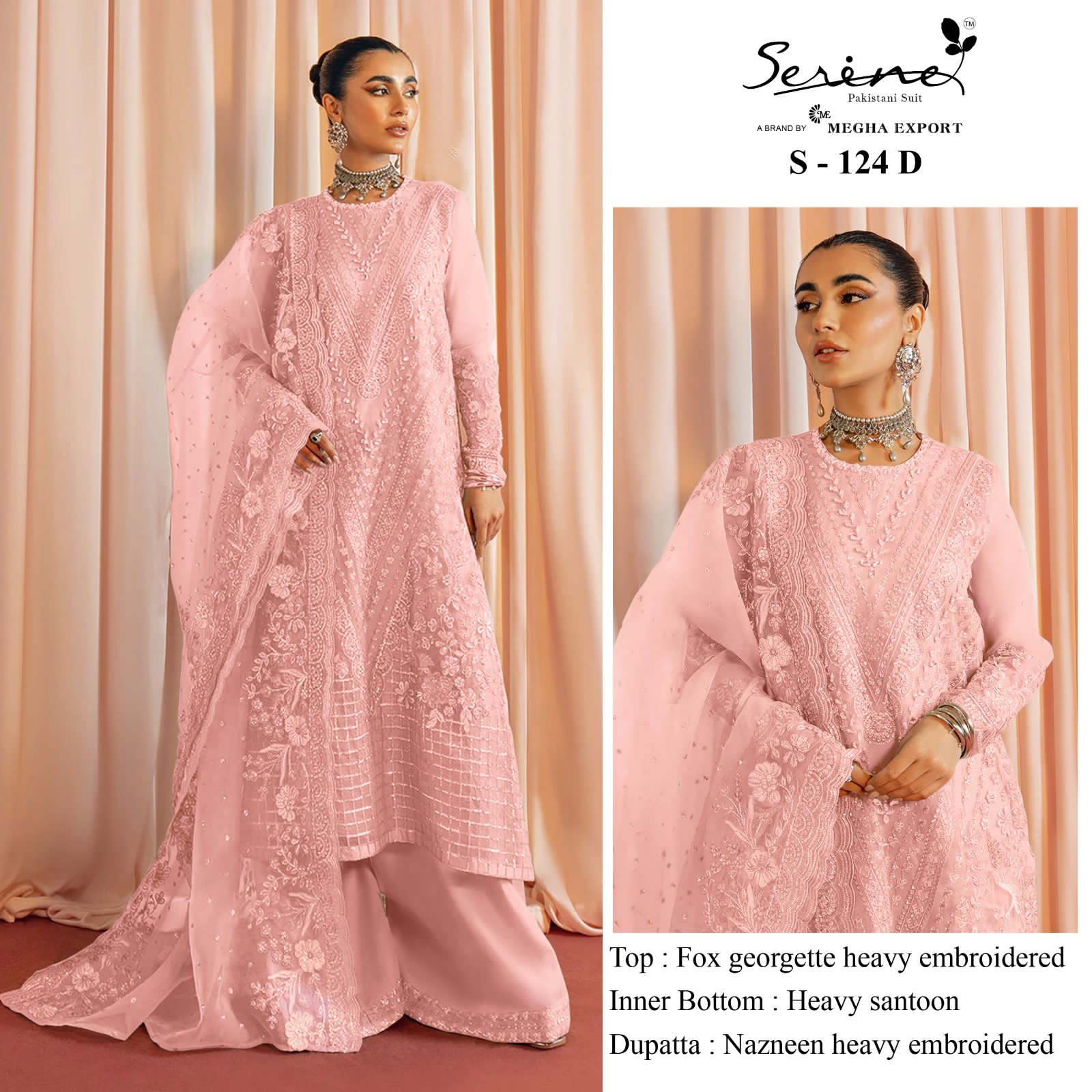 SERINE S-124 FAUX GEORGETTE DESIGNER PAKISTANI SUIT