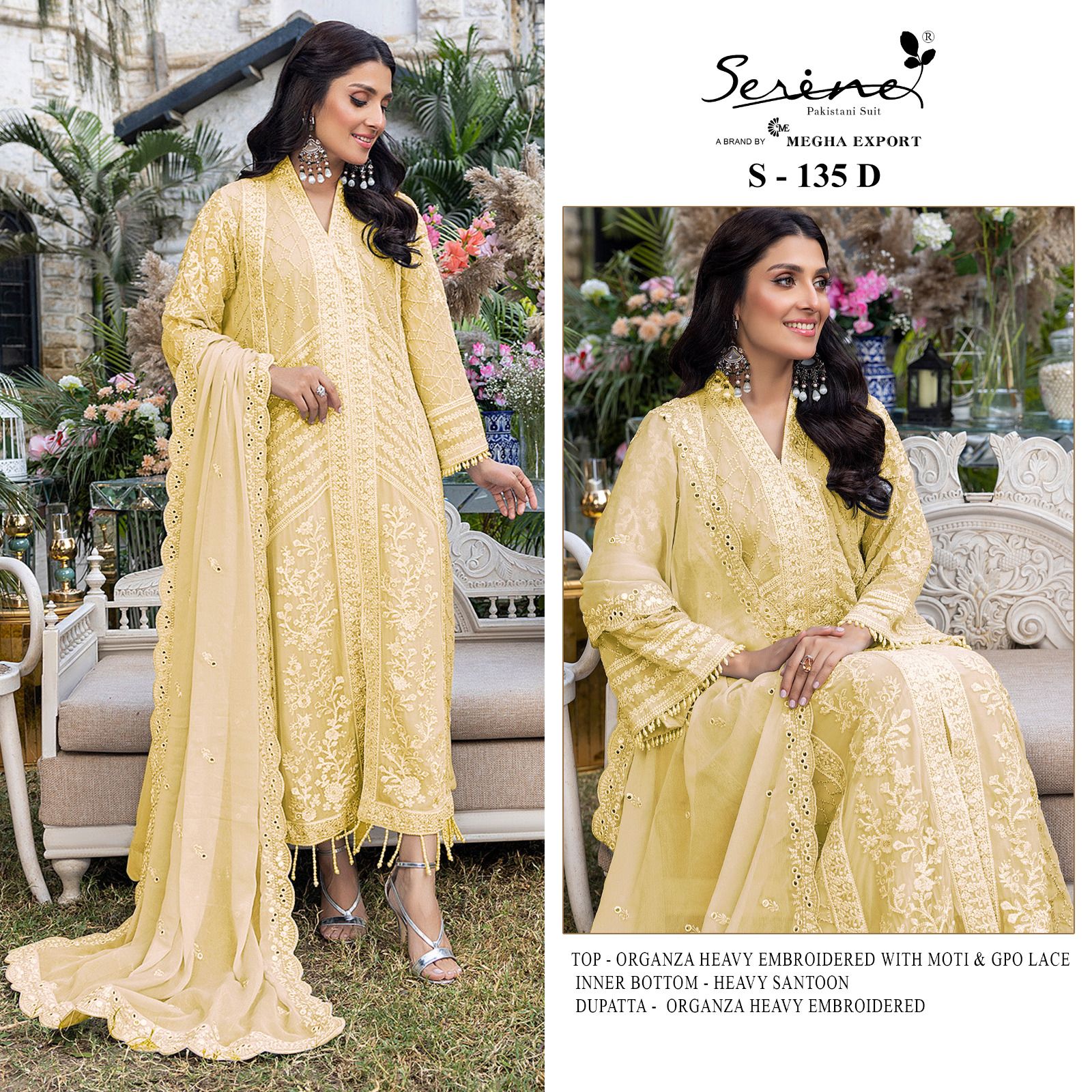 SERINE S-135 MEGHA EXPORT ORGANZA PAKISTANI SUIT