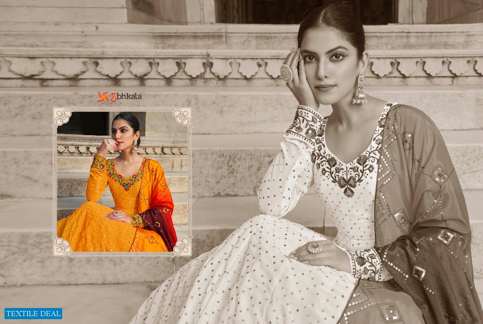 SHUBHKALA FLORY VOL 30 WHOLESALE DESIGNER EXCLUSIVE EMBROIDERED LONG ANTALKALI SUIT