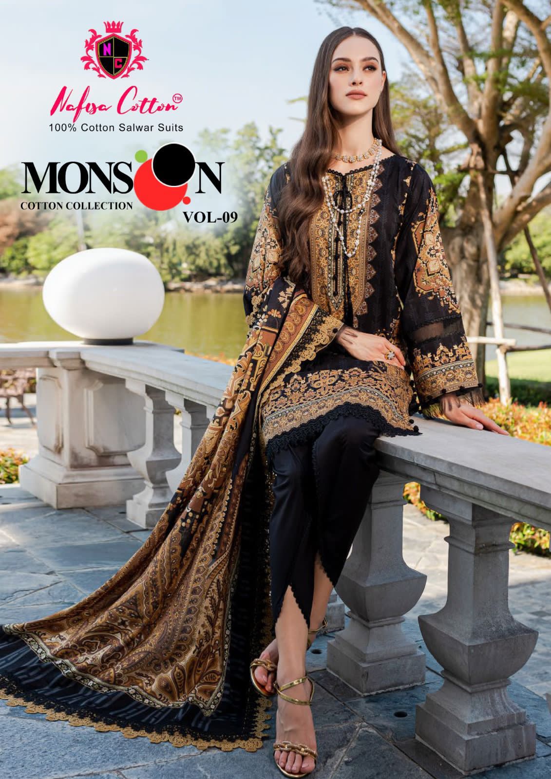 Nafisa Monsoon Vol-9 Wholesale Pure Cotton Printed Dress Material