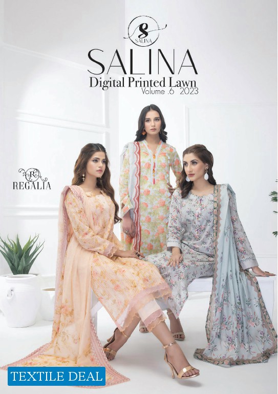 Regalia Salina Digital Printed Lawn Vol-6 2023 Wholesale Original Pakistani Suits