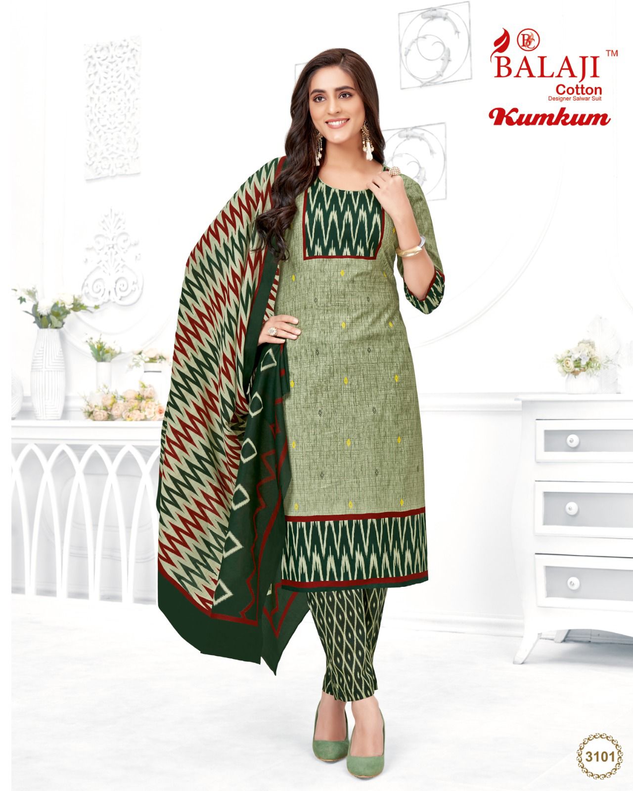 Balaji Kumkum Vol-31 Wholesale Pure Cotton Printed Dress Material