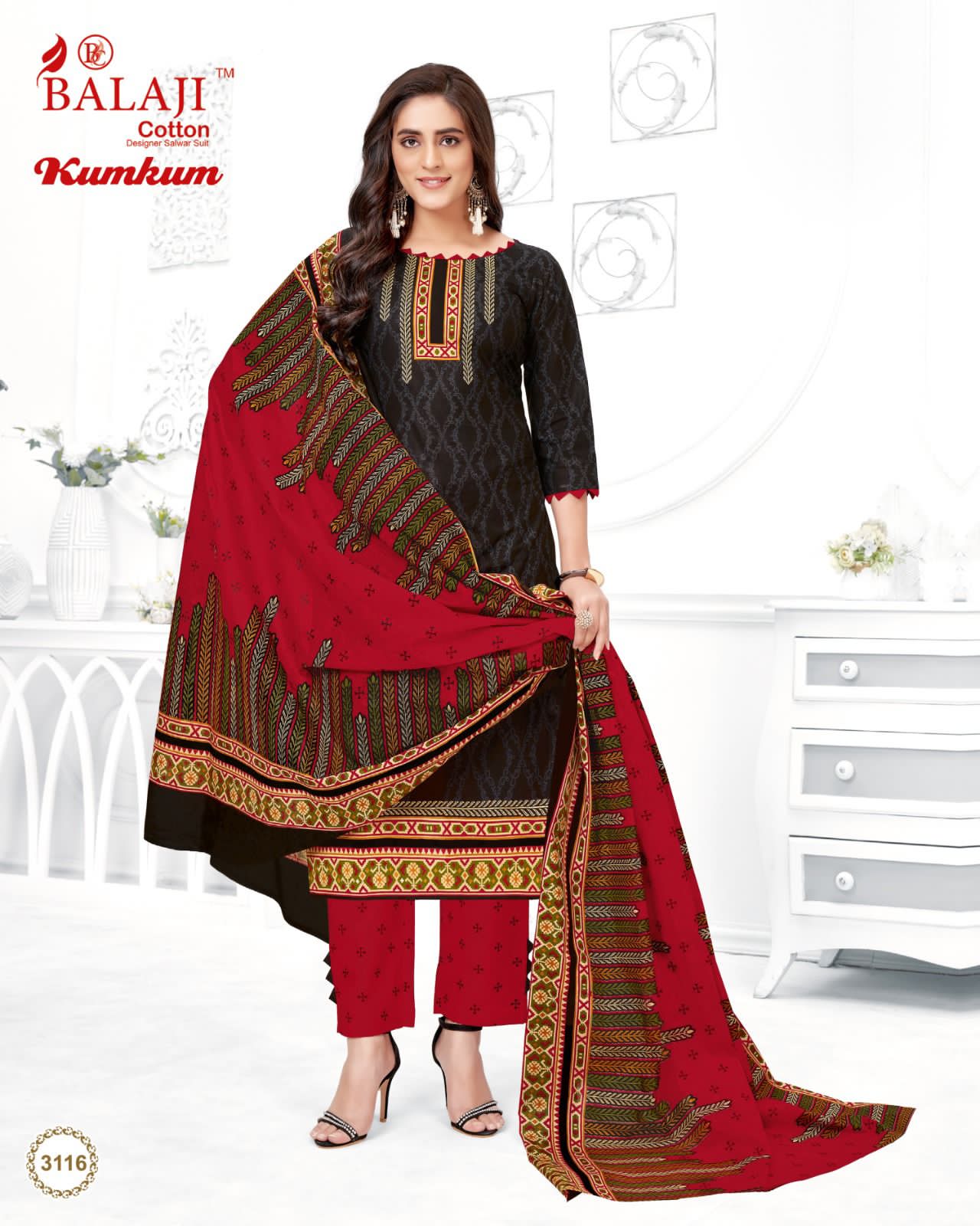 Balaji Kumkum Vol-31 Wholesale Pure Cotton Printed Dress Material