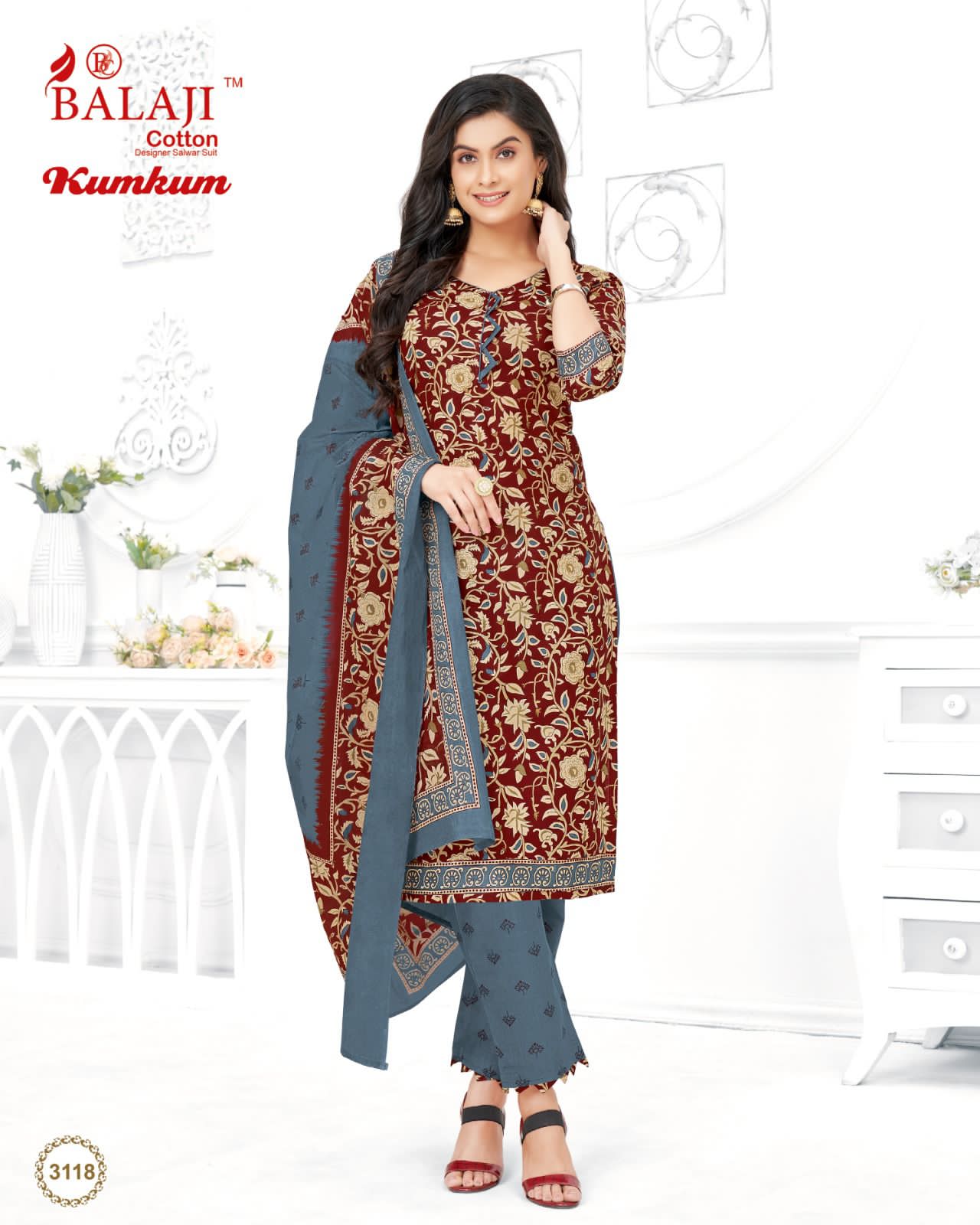 Balaji Kumkum Vol-31 Wholesale Pure Cotton Printed Dress Material