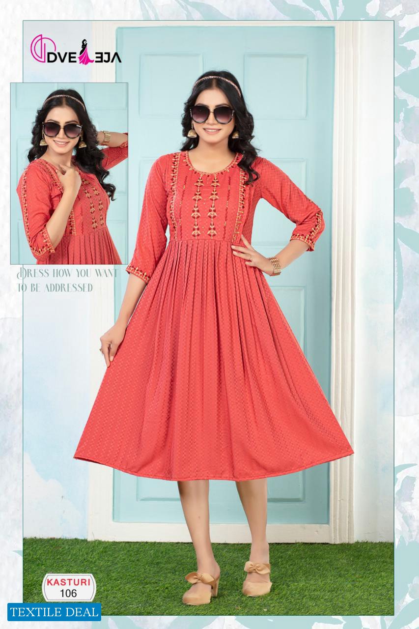 DVEEJA KASTURI VOL-1 REYON DOBBY KURTI CATALOG WHOLESALER BEST RATE