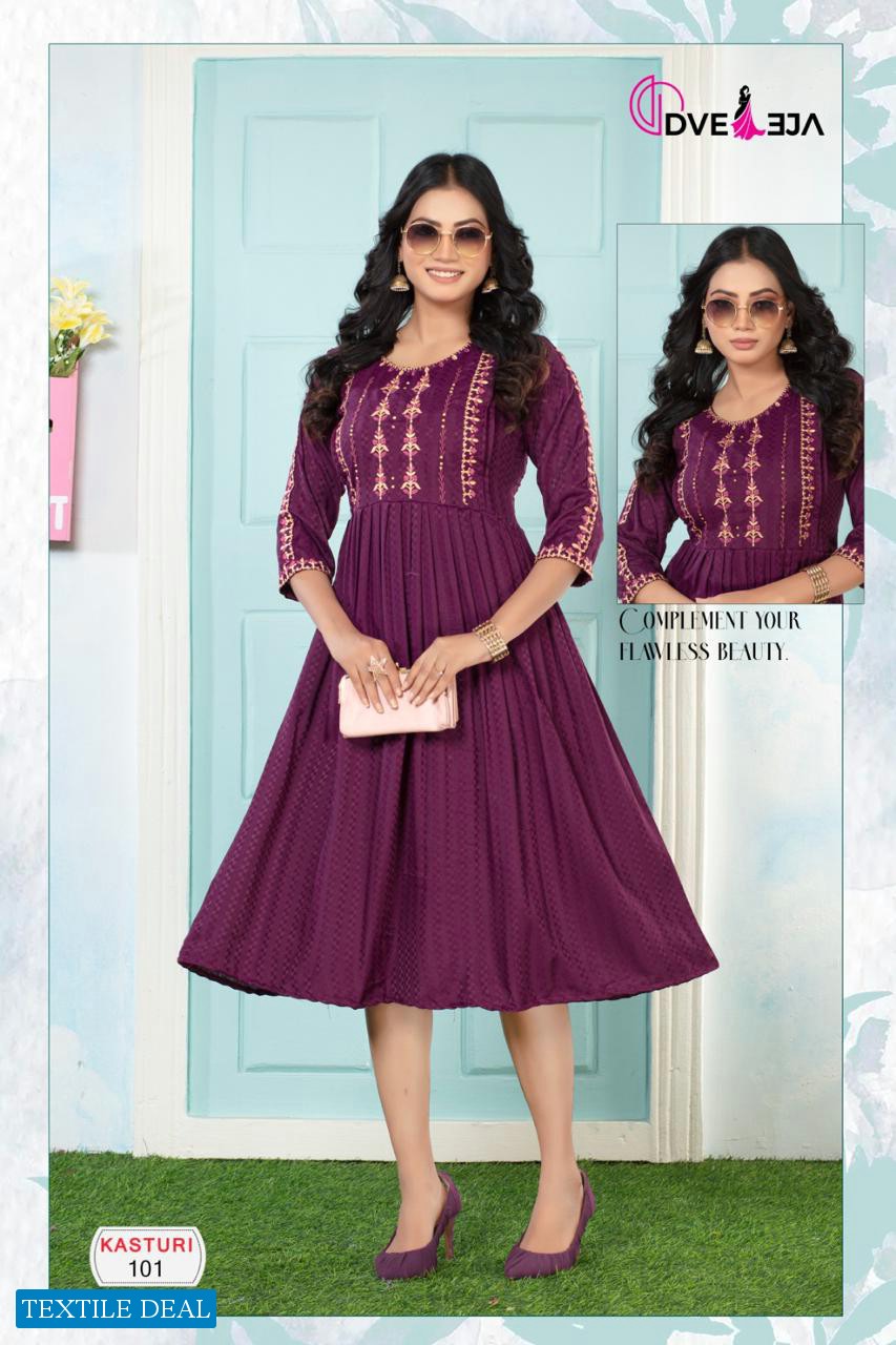 DVEEJA KASTURI VOL-1 REYON DOBBY KURTI CATALOG WHOLESALER BEST RATE