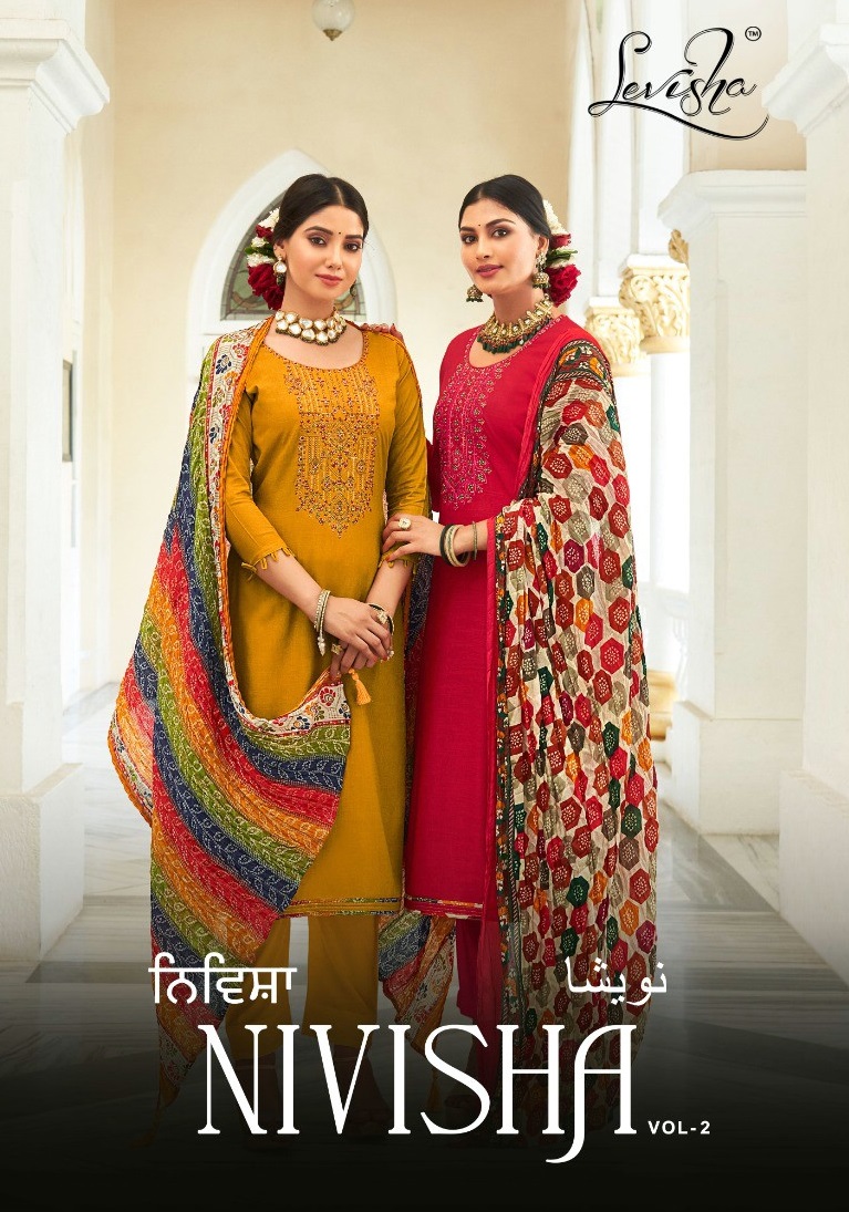 Levisha Nivisha Vol-2 Wholesale Reyon Slub With Work Dress Material