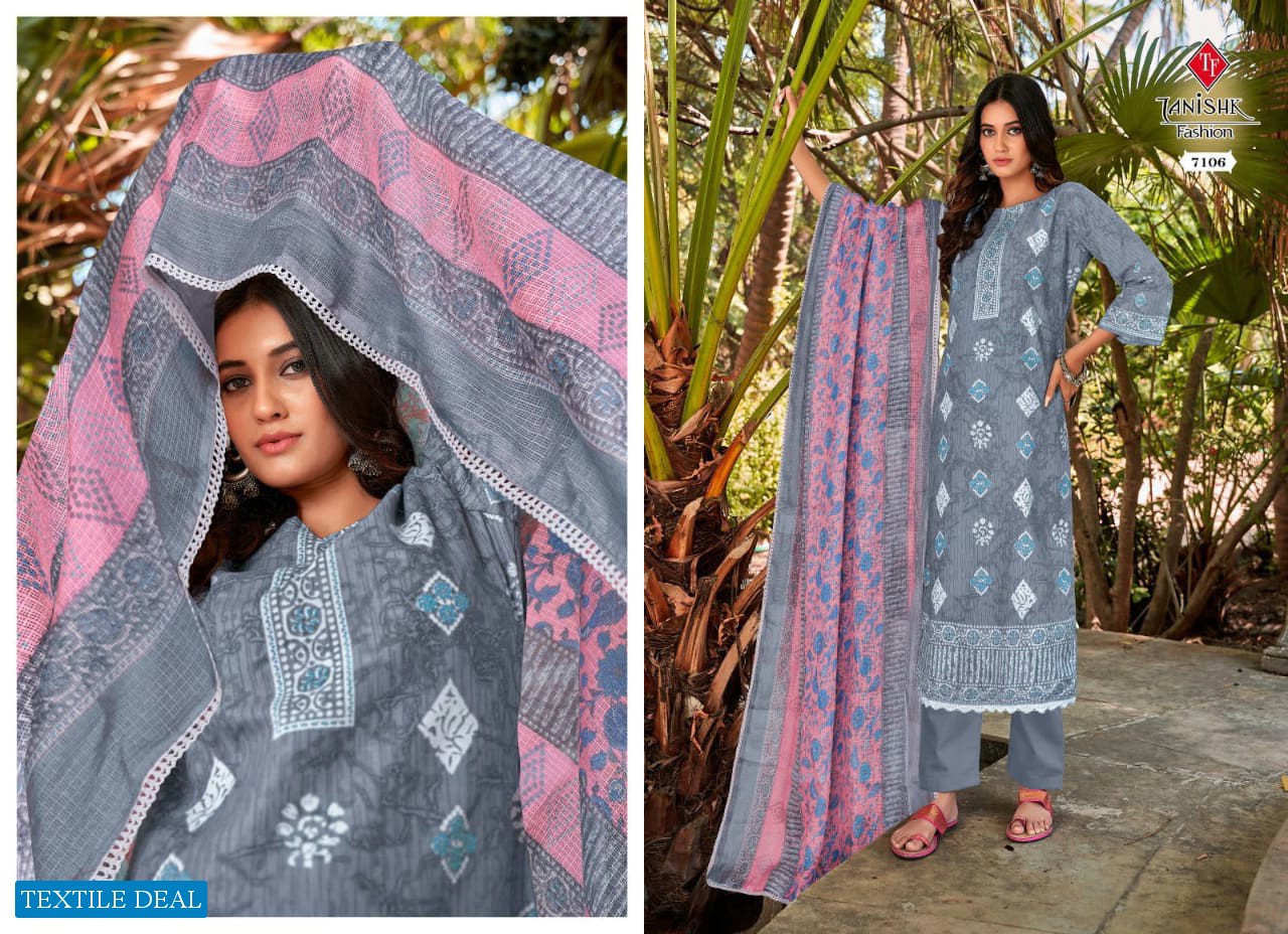 Tanishk Sanah The Beauty Wholesale Pure Cotton Print With GPO Lace In Border Dress Material