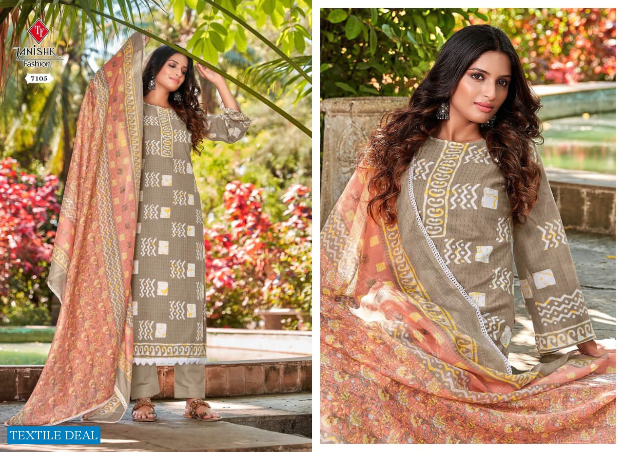 Tanishk Sanah The Beauty Wholesale Pure Cotton Print With GPO Lace In Border Dress Material