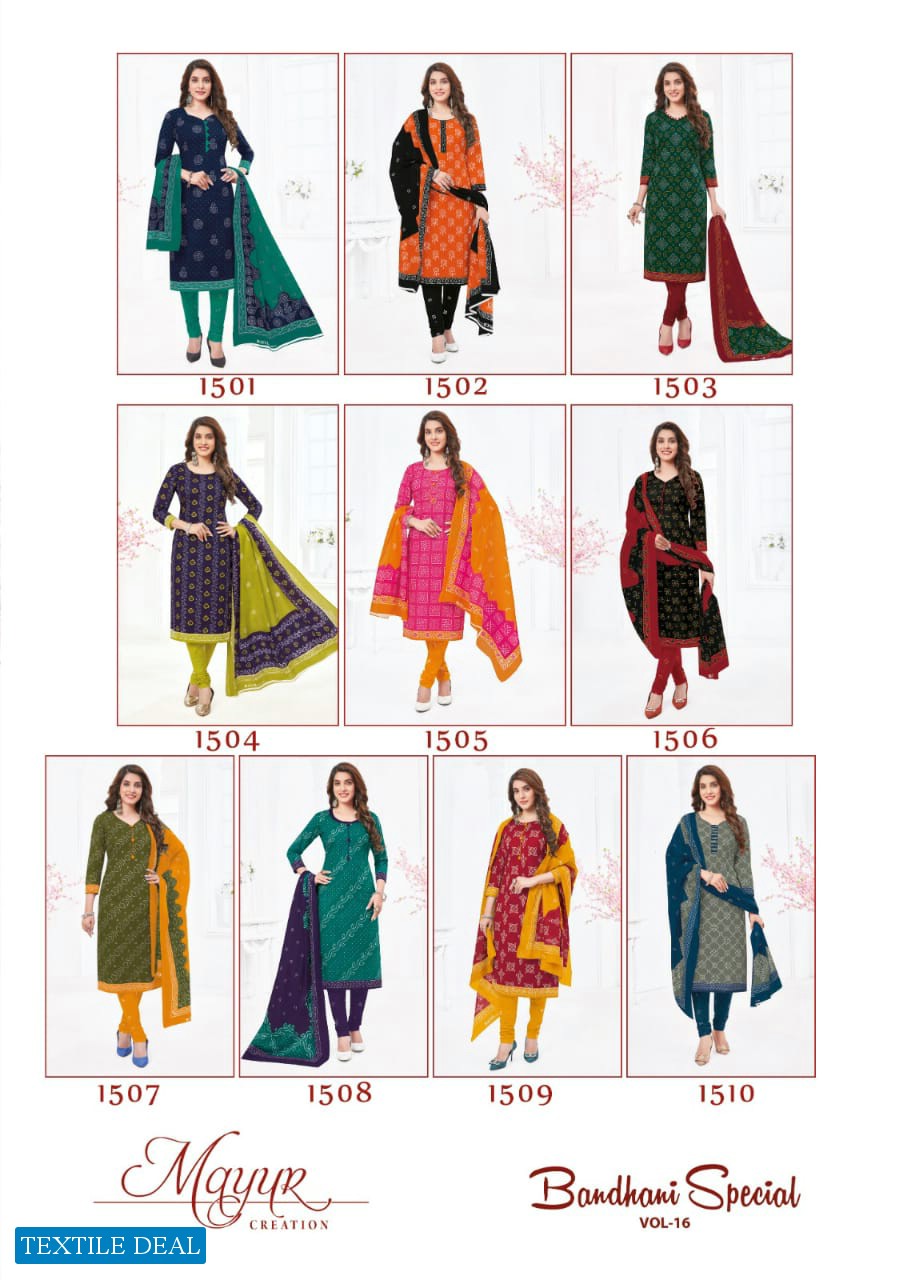 Mayur Bandhani Special Vol-16 Wholesale Cotton Bandhani Print Dress Material