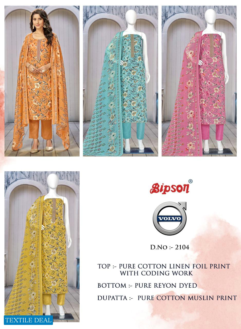 BIPSON VOLVO 2104 UNSTITCH FLOWER PRINT SALWAR KAMEEZ