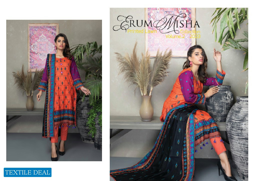 ZS Erum Misha Printed Lawn Collection Vol-2 2023 Wholesale Pakistani Suits