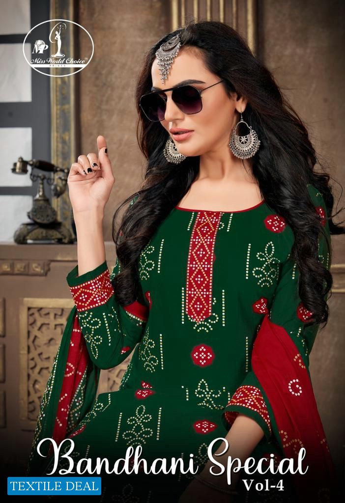 Miss World Bandhani Special Vol-4 Wholesale Cotton Printed Dress Material